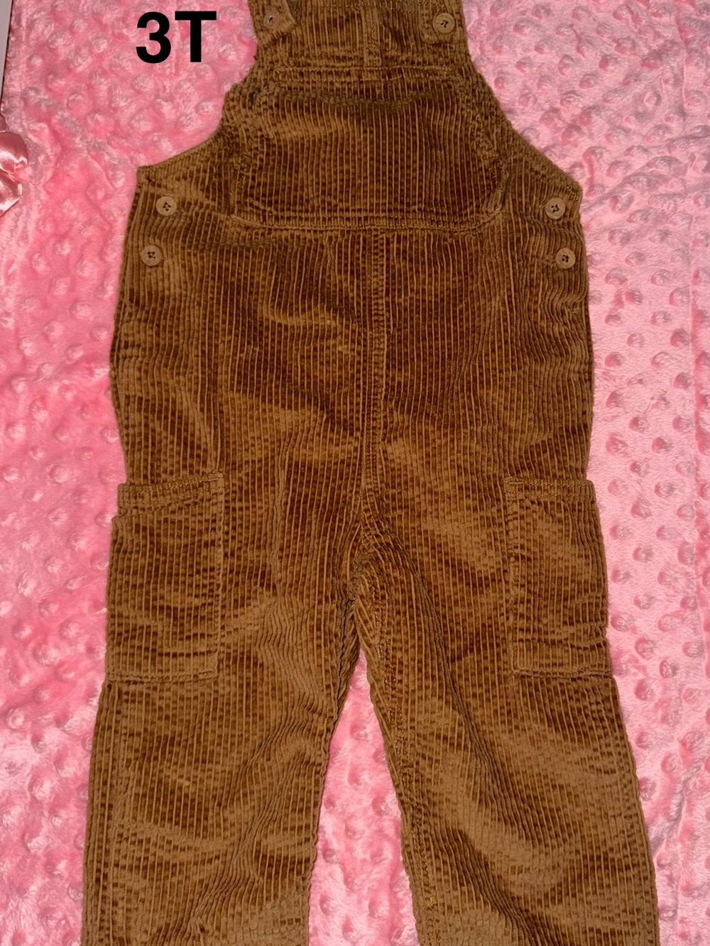 Toddler Brown Corduroy Overalls - 3T